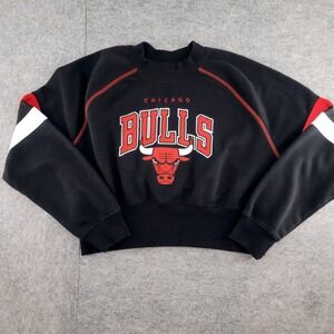 Ultra Game Chicago Bulls NBA Cropped Sweatshirt Black Red White Large Womens